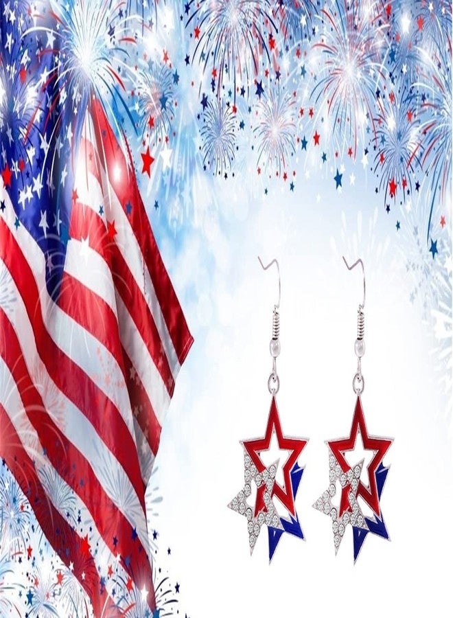 kepvrio 4th of July Earrings for Women Patriotic American Flag Earrings USA Dangle Earrings Red White Blue American Flag Dangle Earring Patriotic Independence Day Earring (A) - Image 3